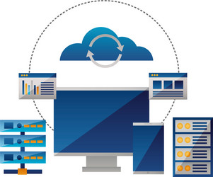 cloud computing monitor cellphone database vector image