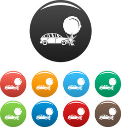 crashed tree icons set color vector image