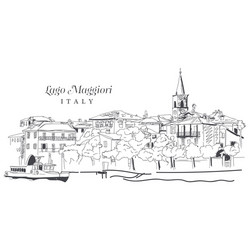 Freehand digital drawing of lago maggiore italy vector