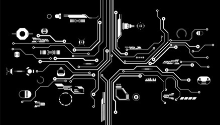 Hud futuristic circuit board elements data vector