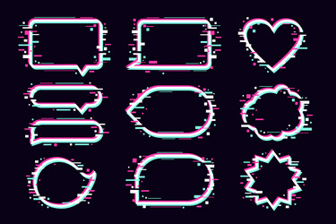 message bubbles set with glitch effect glitched vector image
