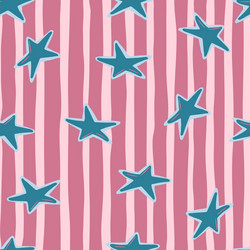 seamless random pattern with blue simple star vector image