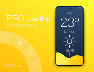 weather forecast app ux ui design stock vector