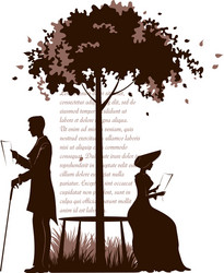 Couple under love tree Royalty Free Vector Image