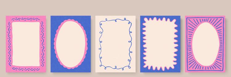 set of hand-drawn blank frames with abstract vector image