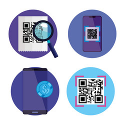 set scan qr code and icons vector image