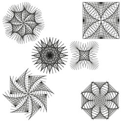 spirograph shapes set radial abstract elements vector image