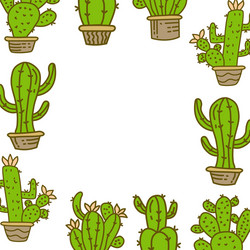 cactus frame empty template vector image