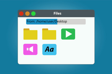 file manager window contains the files and folders vector image