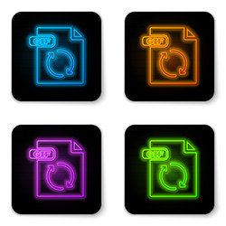 Glowing neon gif file document download vector