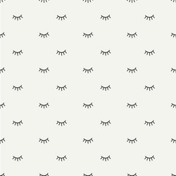 Hand drawn seamless pattern with close eyes vector