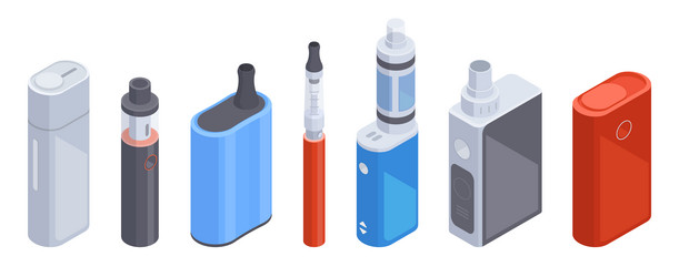 Isometric e-cigarette and vape pen digital vector