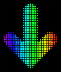 Rainbow dotted arrow down icon vector