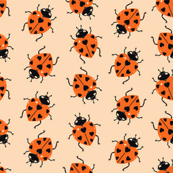 seamless pattern with ladybugs in the shape vector image