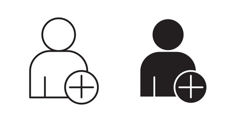user add icon set in thin line for web vector image