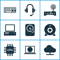 computer icons set collection of tree hdd vector image