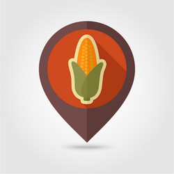 Corn flat pin map icon vegetable Royalty Free Vector Image