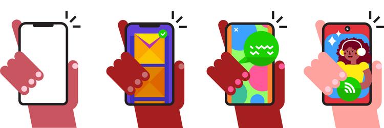 Hand holding smart phone vector