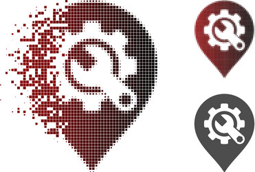 moving pixelated halftone service tools map marker vector image