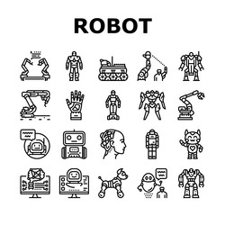 robot development and industry icons set vector image