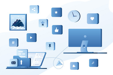 social networking and messaging between smart vector image