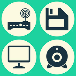 computer icons set collection of diskette router vector