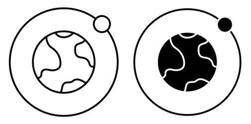linear icon moon rotates in orbit around planet vector image