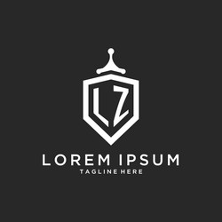 lz monogram logo initial with shield guard shape vector image