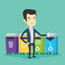 Man throwing away plastic bottle vector