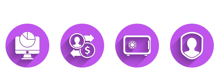 set computer monitor with graph chart job vector image