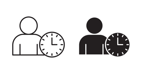user time icon set in thin line for web vector image