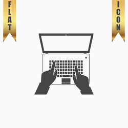 Business hands on notebook computer keyboard vector