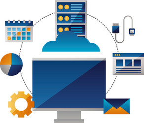 cloud computing monitor cpu connection vector image