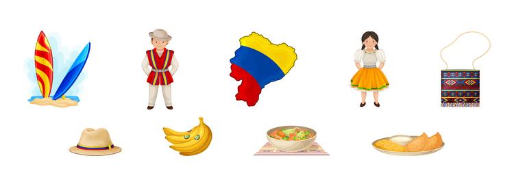 Different ecuador objects and national symbols vector