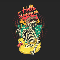 Skeleton on Tropical Beach Vacation Vector Image