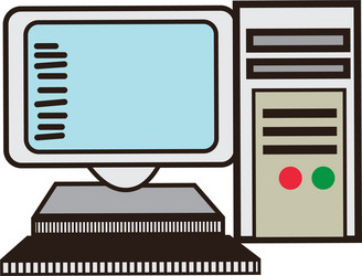 computer monitor keyboard processor tower image vector