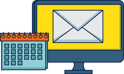 Computer with envelope mail and calendar vector