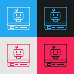 pop art line robot icon isolated on color vector image