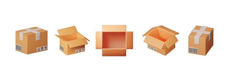 set of 3d rendering cargo boxes with various vector image
