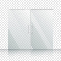 Transparent two glass door isolated on vector