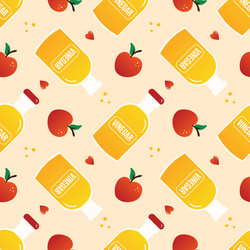 bottles of apple cider vinegar and apples pattern vector image