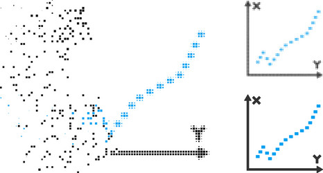 Dust pixel halftone dotted function plot icon vector