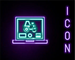 glowing neon line laptop application for control vector image