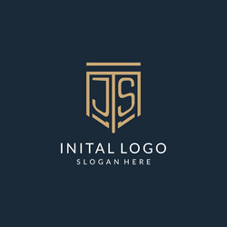 initial js shield logo monoline style modern vector image