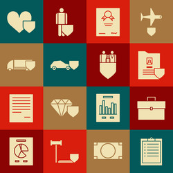 set clipboard with checklist briefcase document vector image