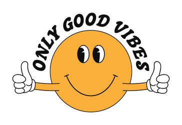 Smiling Emoji with Hands - Good Vibes vector image