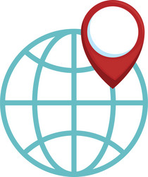 sphere planet with pin pointer vector image