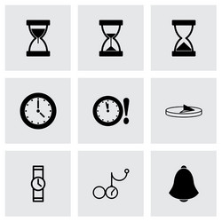 Black time icons set vector