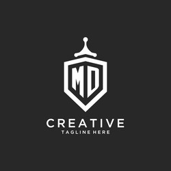md monogram logo initial with shield guard shape vector image