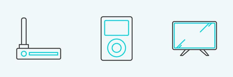 set line smart tv router and wi-fi signal vector image